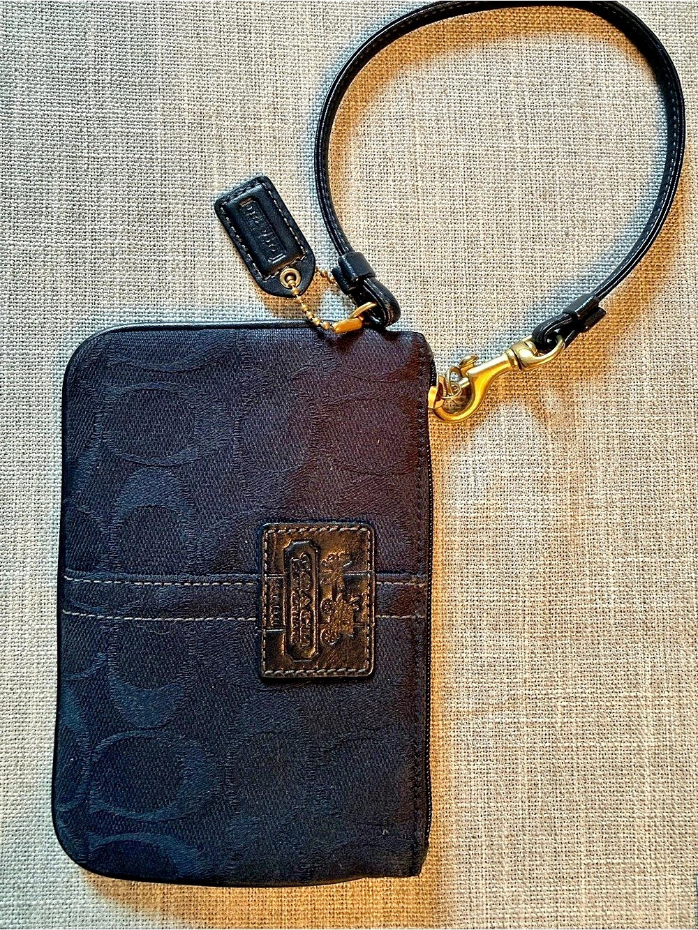 Vintage Coach Signature C Wristlet with Leather Patch Black Signature Wristlet C
